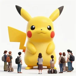 a photograph of a group of people worshipping a giant pikachu in a forest. photo. photography. high quality. 4 k. 8 k
