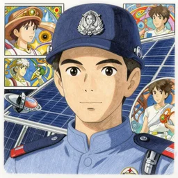 solar system patrol officer in uniform, finely illustrated face, highly detailed, colored pencil, studio ghibli, tankobon, in the style of ilya kuvshinov and krenz cushart and william - adolphe bouguereau and alphonse mucha