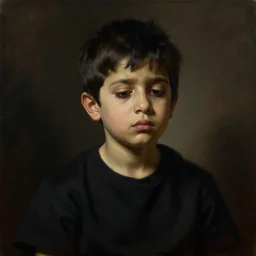 a beautiful dramatic portrait of a spaced out indian stoner 2 5 years old boy wearing black tshirt or hoodie, hopless sad grief despair, by anthony van dyck, by caravaggio, by greg rutkowski, trending on artstation, oil on canvas, rococo color scheme, dark background, masterpiece, cinematic composition, brilliant soft lights, hyper - detailed, sharp, no frames, 8 k