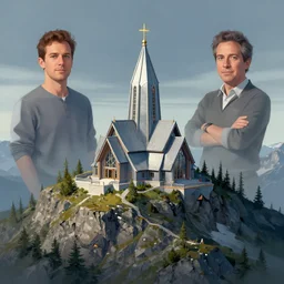 A hydroelectric cathedral on the peak of a mountain in the Yukon, digital art, artstationhq, by Charles Sheeler and Jordan Grimmer and Victor Mosquera