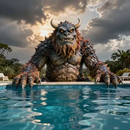 a photograph of a monster from the pool
