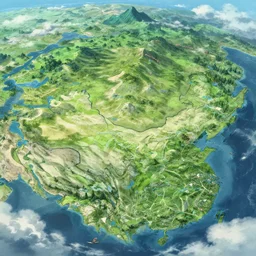 navigation map of a vast fantasy world with distinct biomes, highly detailed, smooth, sharp focus, artstation, illustration by makoto shinkai and moebius and jean giraud