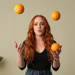 lindsay lohan juggling oranges