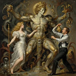 day of work of a titan, art by julia margaret cameron and darren aronofsky and abbas kiarostami, tumblr, viennese actionism, fantasy, intricate and very very beautiful and elegant, highly detailed, digital painting, artstation, concept art, smooth and sharp focus, illustration