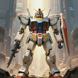 symmetrical dieselpunk warrior, giant juggernougt gundam with details and decals in the utopia city. sci - fi, by mandy jurgens, ashley wood, ernst haeckel, james jean
