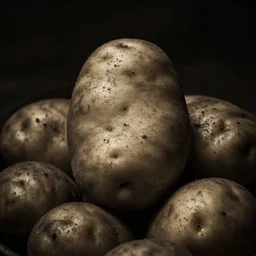 a photograph of a potato | extremely dramatic lighting, framing and composition | drama, mystery | moody lighting | sepia tones