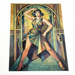 ( ( dither ) ), editorial illustration portrait of aya gloomy posing, dynamic pose, modern art deco, colorful, ( ( mads berg ) ), christopher balaskas, victo ngai, rich grainy texture, detailed, dynamic composition, wide angle, matte print