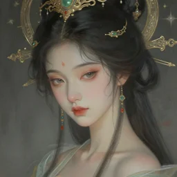 portrait of a beautiful celestial goddess, sweet, graceful, esoteric, muted colors, head in focus, fantasy art, ornamental aesthetics, intricate, elegant, highly detailed, hyperrealistic painting, artstation, concept art, painterly, sharp focus, hasselbrad photography, illustration, art by chie yoshii