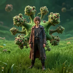 the mandelbrot paladin, grass meadows backdrop, unorthodox apparel, fractals, mandelbrot 3 d, cinematic lighting, octane render, 4 k, artstation