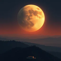 perfectly round moon exploding over a matte la landscape, by john howe and greg rutkowski and albert bierstadt, unreal engine, trending on artstation, barometric projection, rectilinear, f 8