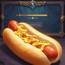a close - up hot dog, in concept art of main menu loading screen background. for russian mmorpg king's bounty by katauri, by a chinese freelance artist, artstation, behance, style of hearthstone