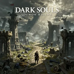 Dark Souls Demon Ruins as a PS1 video game landscape