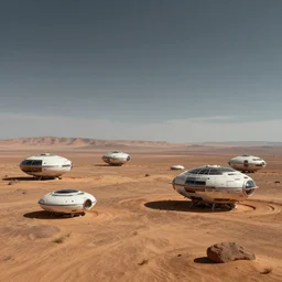mars landscape with futuristic colony pods