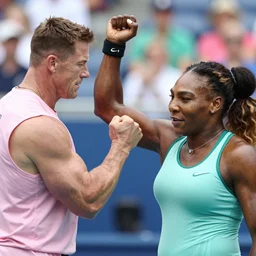 Serena Williams arm wrestling John Cena