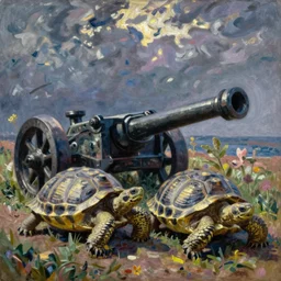 tortoises using heavy artillery by claude monet