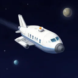 a small cargo spaceship, in space, from a point and click 2 d graphic adventure game, art inspired by thomas kinkade and mark keathley