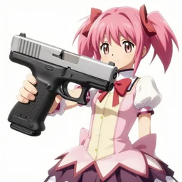 a manga glock 1 9 commercial featuring homura from madoka magic girl anime