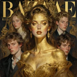 girl portrait painting by ruan jia, Kenneth Willardt, ross tran, WLOP, Andrei Riabovitchev, golden skin, mystery background, harper's bazaar, vogue, magazine, concept art, ornate, luxury, elite, elegant, trending on artstation ,