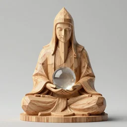 geometric meditating wizard statue constructed out of wood, holding crystal ball, architecture, made out of wood, high details, lineart, by vincent di fate, inking, black and white screen print, clean bold strokes, trending on artstation, sharp, high contrast, hyper - detailed, photo realism, hd, 4 k, 8 k