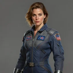 epic professional digital portrait art of woman wearing flightsuit, digital painting by artgerm and iris van herpen, artstation, cgsociety, wlop, epic, much wow, much detail, gorgeous, detailed, cinematic, masterpiece