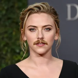 Scarlett Johannson with a moustache