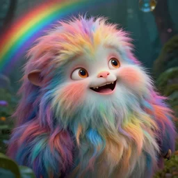 hyperrealistic close-up Renaissance psychedelic!! god happy fluffy kind! creature!! peaceful! kind spirit of nature highly detailed concept art eric zener elson peter cinematic hard rainbow lighting high angle hd 8k sharp shallow depth of field, inspired by Zdzisław Beksiński