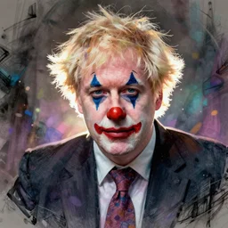 boris johnson with clown makeup by disney concept artists, backlit, moody, intense, intricate, indie studio, fantasy, moody, rim lighting, godly light, vibrant pastel colors, emotional, sketch, fantastical, whimsical, noise, dappled light, stippling