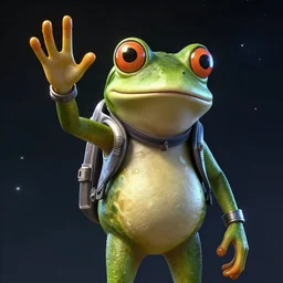 frogman corps in space waving hi, unreal engine 6, 4 k, hyper realistic, extremely detailed, coherent,.