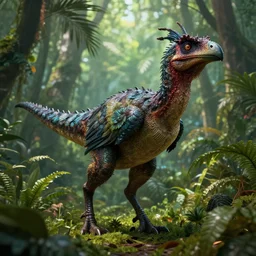 a beautiful scary bird dinosaur in the jungle, high details, cinematic, 8 k resolution, beautiful detailed, insanely intricate details, artstation trending, octane render, unreal engine