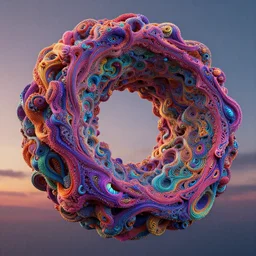 complex intricate xenomorphic contours of vibrant palimpsest erupting with spectral rings in a 3d lemniscate of variegated continuum by Peter Andrew Jones and Michael Whelan photorealistic CG photorealistic CG, UHD, rendered in octane then in cryengine, cgsociety, wow, ultra photorealistic, fine detail post processing, trending in Artstation, intricate detail, dusk setting, dynamic lighting, photo realistic, 4k, hdr render, octane
