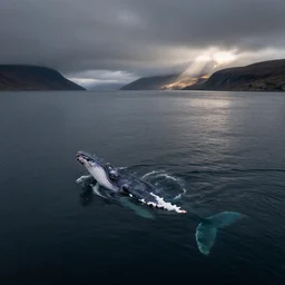 drone photography of a humpback whale in a Sea Loch