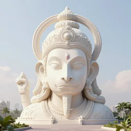 high quality 3 d dreamscape! mumbai with biomorphic hanuman!! head building, kalighat, unreal engine hyperrealistic cinematic smooth, stephen shore & john j. park, soft morning light, wide shot, high angle, uhd 8 k, deep focus