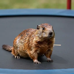 woodchuck on trampoline