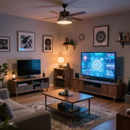 Living room in the style of Portal 2