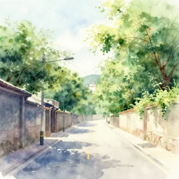 nanshan road summer watercolor trending on artstation