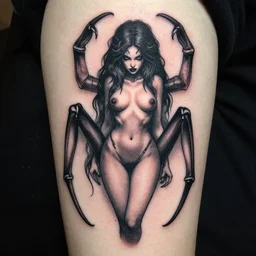 tattoo design, a beautiful succubus, artgerm, by artgerm, ominous