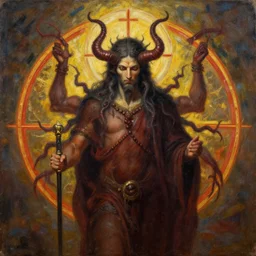 the god of chaos, holy symbol, oil painting