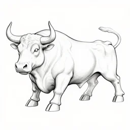 amazing detailed line arts side of a charging bull