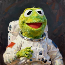 Kermit the astronaut painted by Michael Whalen