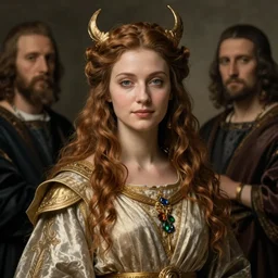 portrait of beautiful witch circe in the odyssey, art by petrus christus, caravaggio, leonardo da vinci