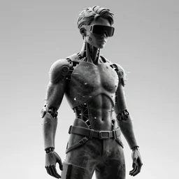 black and white glitch art statue of a cybernetic youtuber trending on artstation deviantart pinterest photorealistic hd 8 k highlights and shadow detailed high resolution