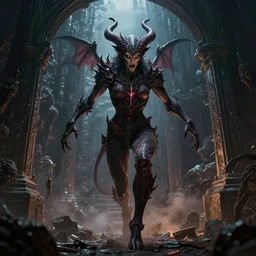 demonic entity stepping through a portal, 8 k octane beautifully detailed render, post - processing, extremely hyper - detailed, intricate, epic composition, cinematic lighting, masterpiece, trending on artstation, masterpiece, stunning art by anders zorn, wonderful masterpiece by greg rutkowski, beautiful cinematic
