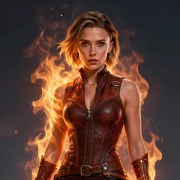 Millie Bobby Brown made of fire, octane render