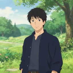 a portrait of a character in a scenic environment by Michiko Kon