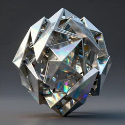 geometric metal monument sculpture with glass elements refracting rainbows into iridescent patterns, style of jack storms, octane render, 4 k, intricate, detailed, 3 d