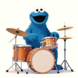 the cookie monster plays on drums, Digital Art