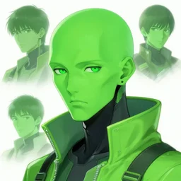 concept art close up green cyberpunk character, by shinji aramaki, by christopher balaskas, by krenz cushart