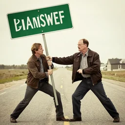 walter white wielding a road sign in a fight