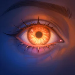 the eye of sauron, trending on artstation, trending on deviantart, backlight, orange light, blue shadows, pink reflections