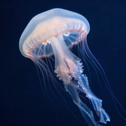 close up of a jellyfish swimming in the ocean, hyper realistic, 4 k,